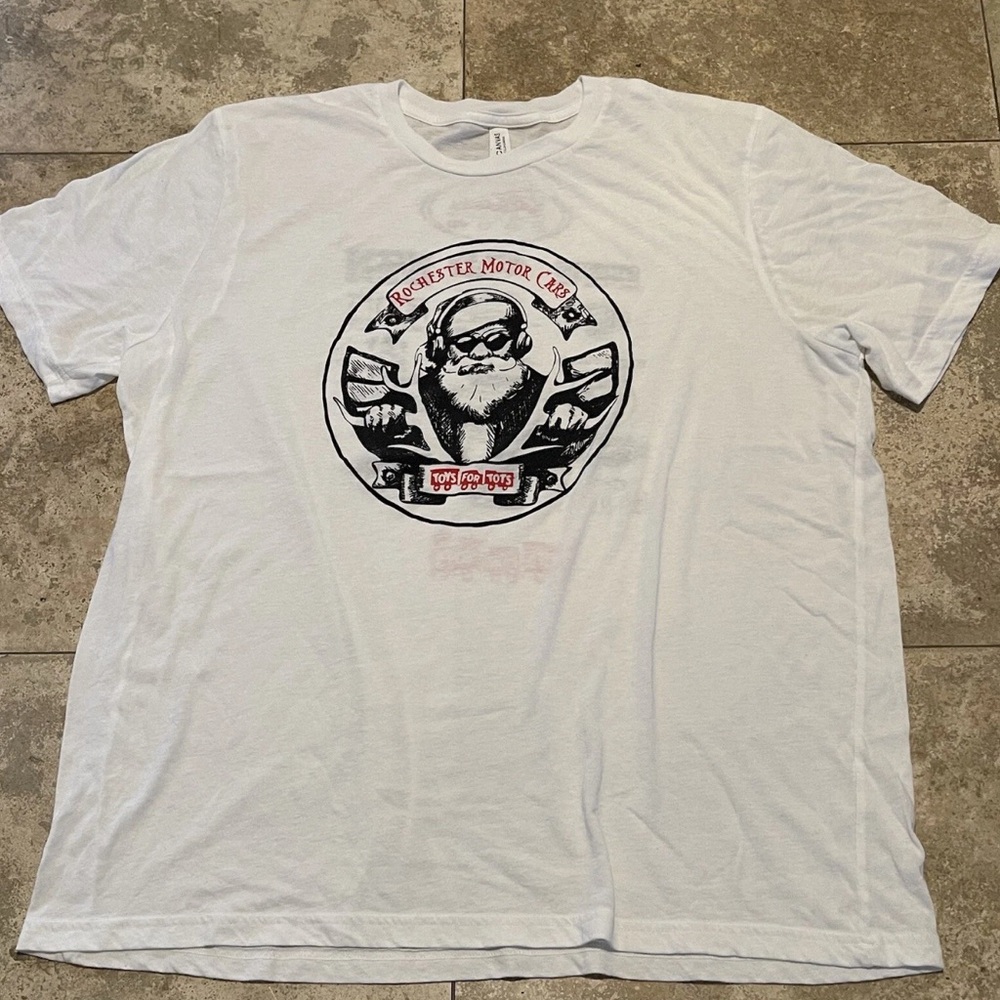 Toys For Tots Rockin w Santa on his Harley Davidson Motorcycle Santa Tee 2XL